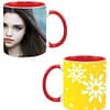 Yellow Flowers Design Custom Red Ceramic Mug