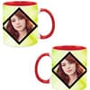 Dual Image Design Custom Red Ceramic Mug