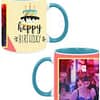 Birthday Cake Design Custom Sky Blue Ceramic Mug