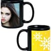 Yellow Flowers Design Custom Black Ceramic Mug