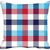 Blue Check Colourful Design Printed Cushion