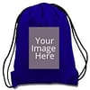 Custom Blue Photo Printed Drawstring Bag