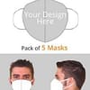 5 Pack Custom Printed Reusable Face Mask