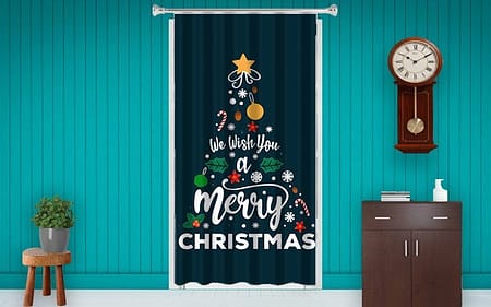 Christmas Tree Blacken Photo Print Curtain