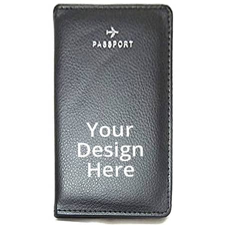 Black Custom Unisex Leather Passport Case