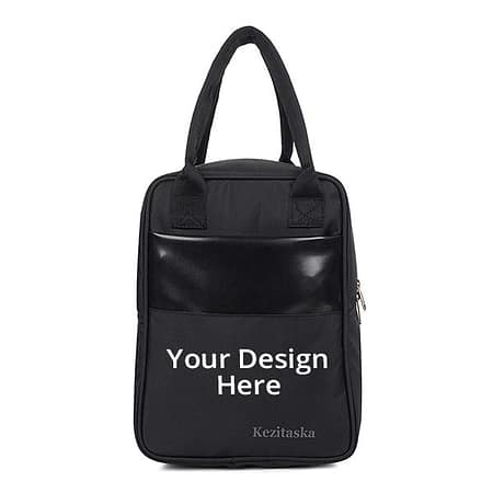 Black Lunch Box With Mobile Pouch Zippers