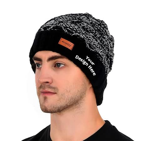 Adjustable Size Black Custom Woolen Cap