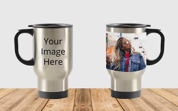 Buy Silver Customized | Photo Printed Travel Coffee Mugs | Gift For Men Women