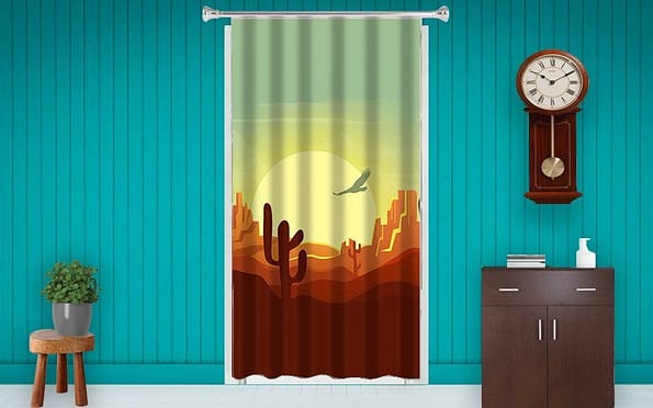 Buy Desert D Room Blacken Photo Print Curtain | Customized Own Design Solid | Sunshine Decor Curtain For Bedroom Office