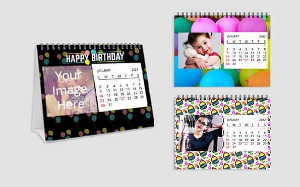 Buy Birthday Design Photo Poster Desk Calendars  | Customized Own College Printed | Gift For Loves Ones