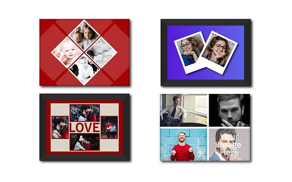 Buy 2/4 Collage Design Custom Photo Printed Canvas | Own Wall Art Rectangle Paper Frames | Gift For Loves Ones hoto Printed Canvas | Own Name A Text Design Rectangle Frames | Gift For Loves Ones