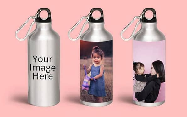 Buy Customized Cute Girl  Photo Printed Sipper Water Bottle – Silver