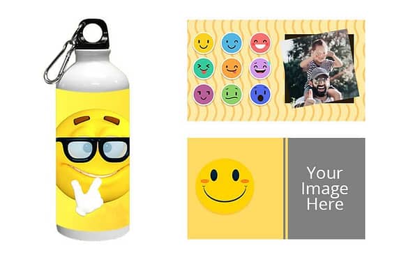 Buy Emoji D Photo Print White Sipper Bottle | Custom Stainless Steel Engrave | Vacuum Insulated Fresh Water bottle