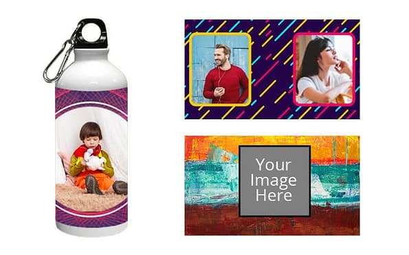 Buy Abstract Photo Printed White Sipper Bottle | Custom Stainless Steel Engrave | Vacuum Insulated Fresh Water bottle