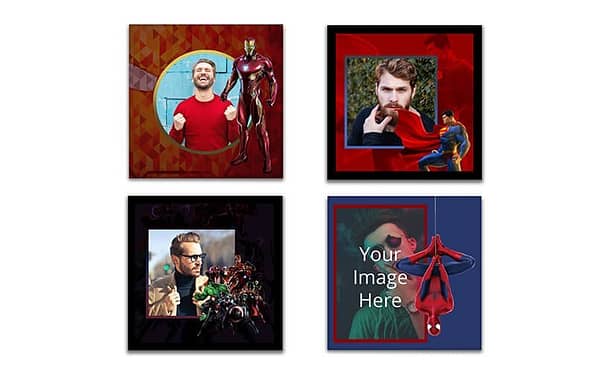 Buy Photo Printed Superhero Design Custom Canvas | Own Wall Art Square Paper Frames | Gift For Loves Ones