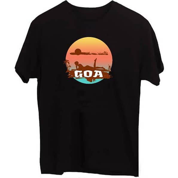 Buy Printed Goa T-Shirt Online | Black Customized Half Sleeve | Men’s Cotton T-Shirt