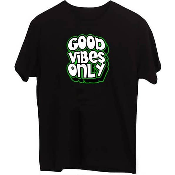 Buy Full Printed Good Vibes Only | Black Customized Short Sleeve | Men’s Cotton T-Shirt