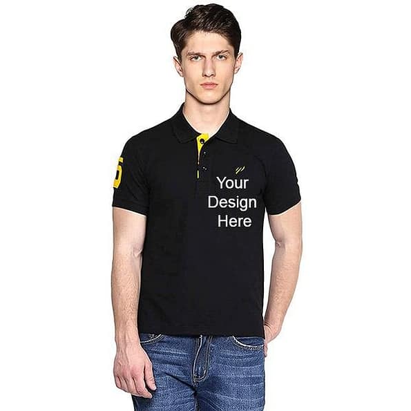 Buy Black Custom | Men’s Solid Regular Fit Polo T-Shirts | Collar Neck Short Sleeve Shirt