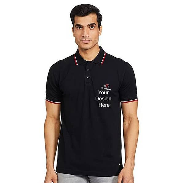 Buy Black Customized | Van Heusen Men’s Solid | Regular Fit Causal Wear Polo T-Shirt