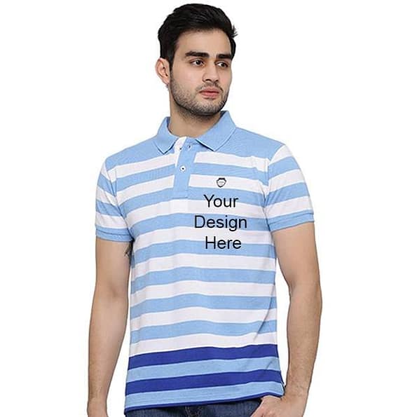 Buy Blue Striped Regular Fit Slim | Personalized Polo T-Shirt | Men’s Short Sleeve Shirt