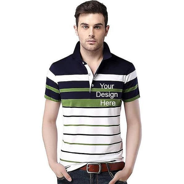 Buy Blue Green Customized | Men’s Collar Neck Short Sleeve | Logo Printed Cotton Shirt