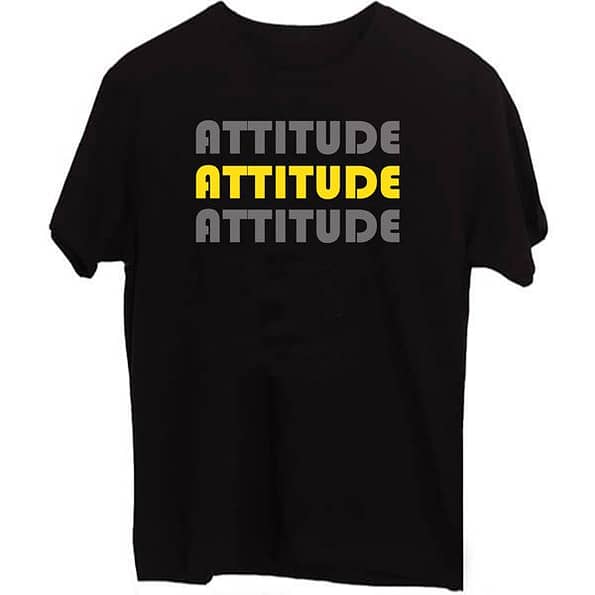 Buy Attitude Black Men Customized Cotton T-Shirt