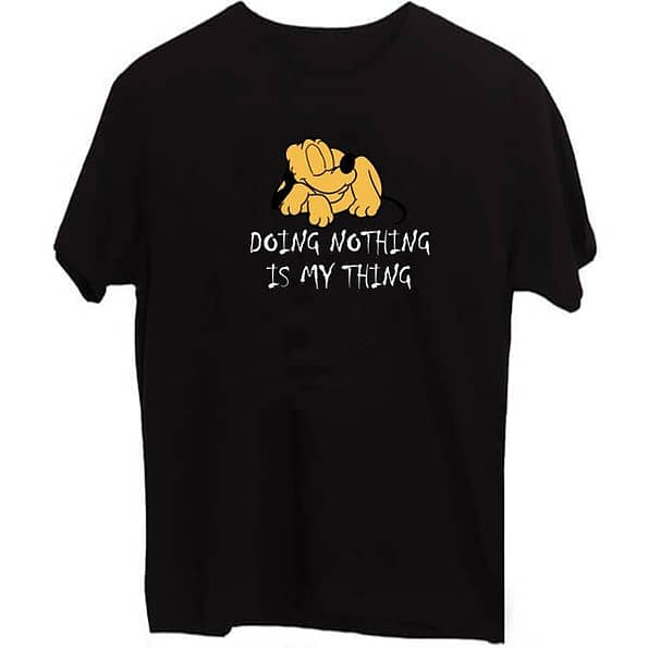 Buy Doing Nothing Short Sleeve T-Shirt | Customized Black  Cotton T-shirt For Men’s