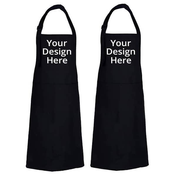 Buy Black Cotton 2 Unisex Pocket Chef Apron | Own Design Adjustable Neck Strap | Perfect for Cooking BBQ Baking