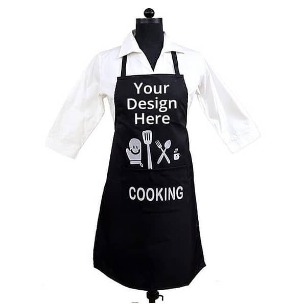 Buy Black Plain Printed Unisex Pocket Apron | Own Design Adjustable Neck Strap | Perfect for Cooking BBQ Baking