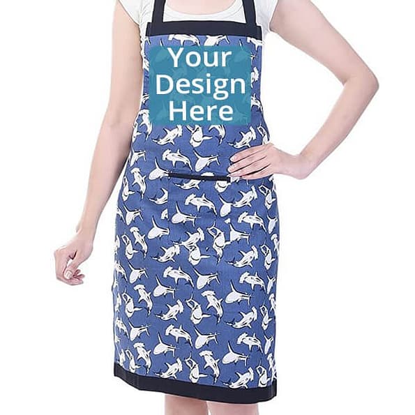 Buy Blue Waterproof Printed Unisex Pocket Chef Apron | Own Design Adjustable Neck Strap | Perfect for Cooking BBQ Baking
