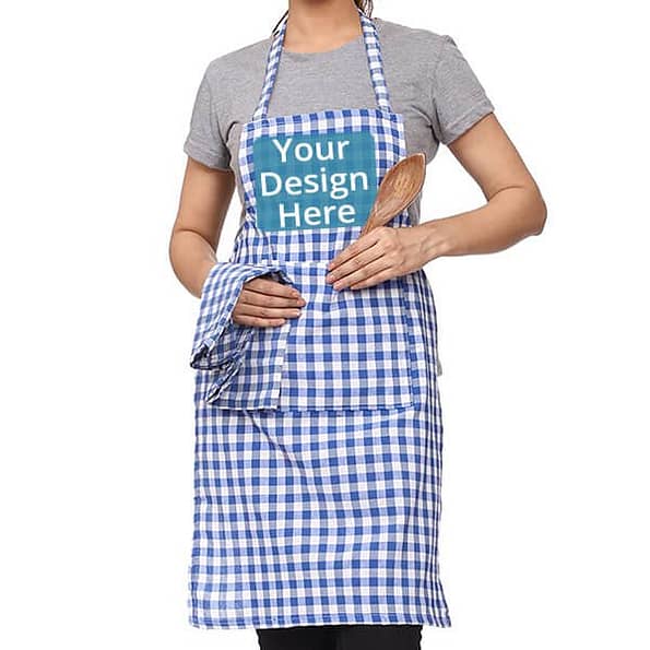 Buy Blue Unisex Front Large Pocket Chef Apron | Own Design Adjustable Neck Strap | Perfect for Cooking BBQ Baking
