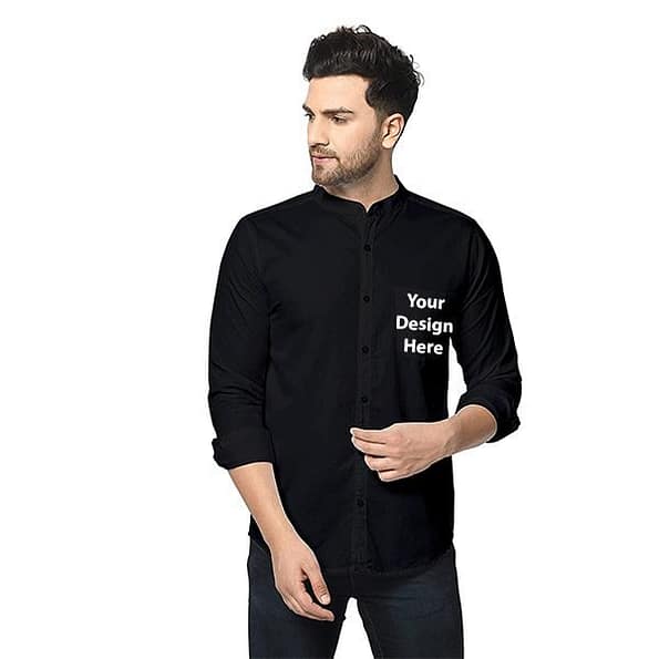 Buy Black Customized Shirt | Men’s Slim Fit Full Sleeve | Printed Cotton Casual Shirt