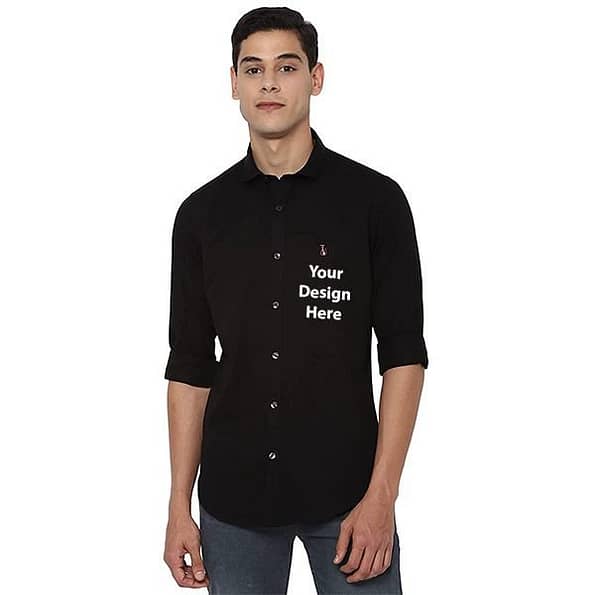Buy Black Customized Men’s Slim Shirt | Full Sleeve Collar Neck | Formal Cotton Shirt
