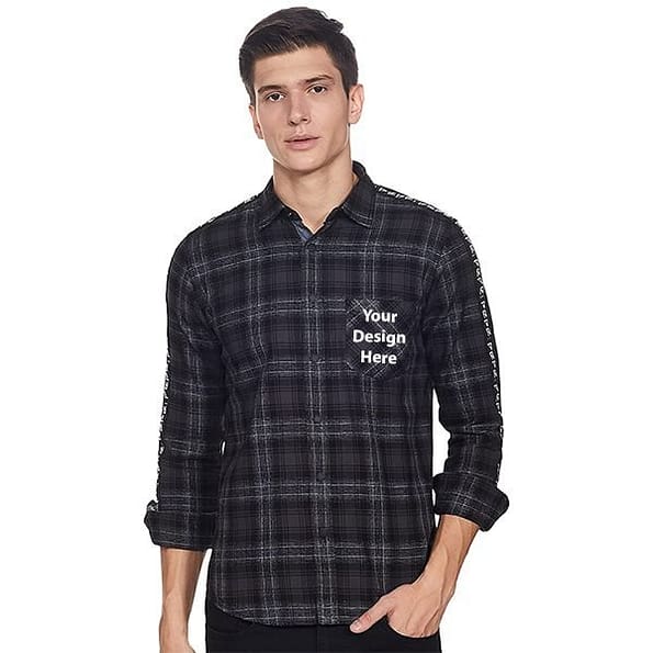 Buy Black Customized Regular Fit | Men Checkered Pepe Jeans | Casual Pocket Cotton Shirt