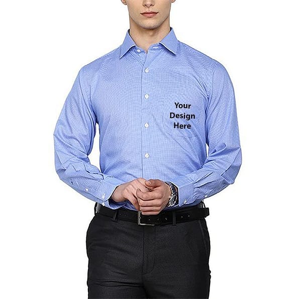 Buy Sky Blue Customized | Men’s Plain Regular Fit Slim | Cotton Formal Shirt