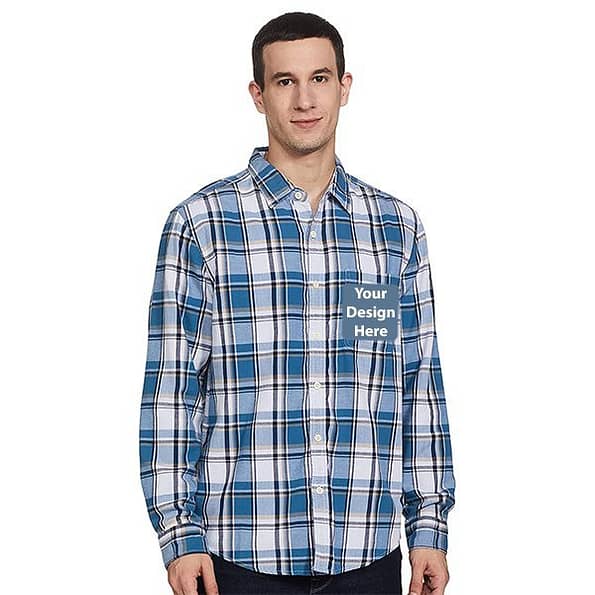 Buy White Blue Checkered Shirt | Personalised Full Sleeve Casual | Regular Fit Slim Shirt