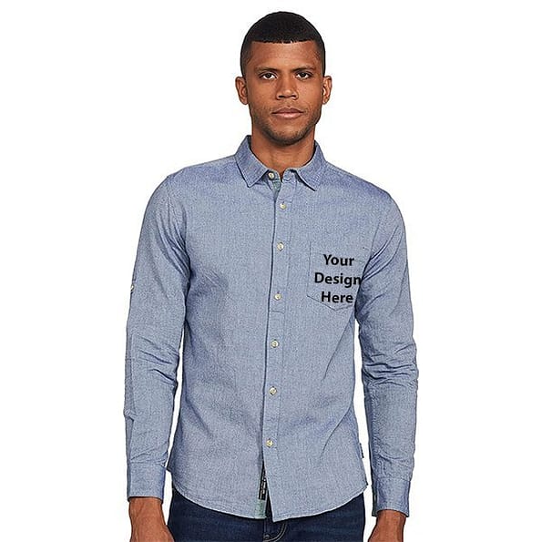 Buy Grey Blue Branded Fit | Personalised Grey Men’s Causal Slim | Regular Fit Cotton Shirt