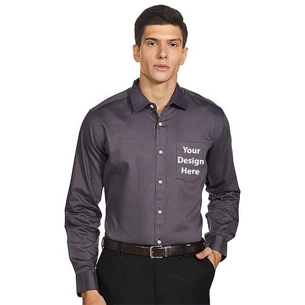 Buy Custom Charcoal Symbol | Men Cutaway Collar Full Sleeves | Formal Slim Fit Shirt