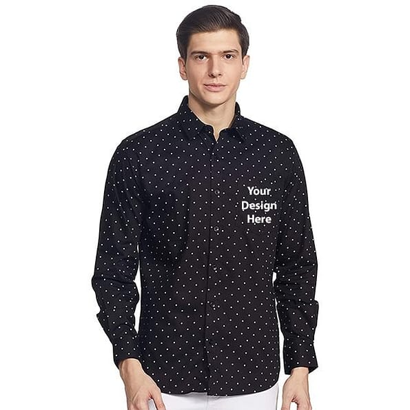Buy Blue Dortted Customized Formal Shirt | Men’s Slim Fit Full Sleeve | Causal Cotton Shirt