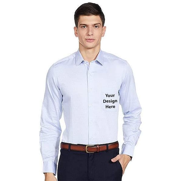 Buy Men Light Blue Single Cuff | Personalised Full Sleeve Collar Neck | Soft Fabric Shirt