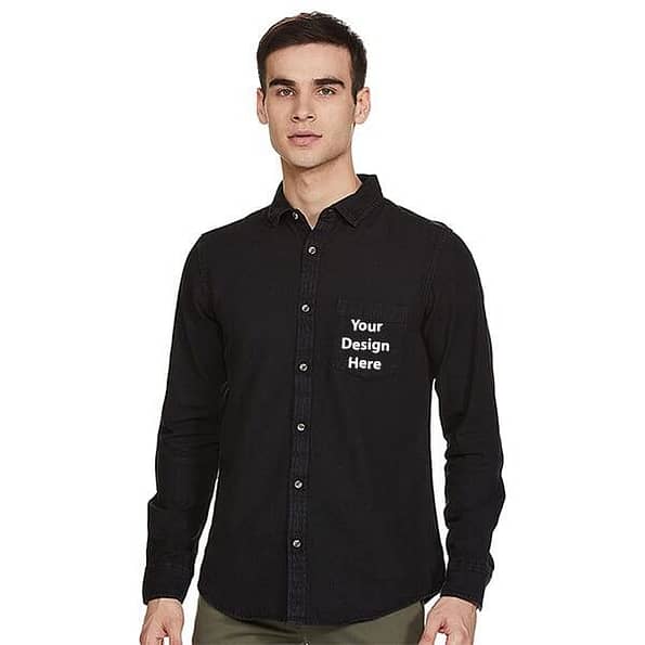 Buy Printed Casual Shirt | Personalised Black Full Sleeve | Regular Fit Slim Shirt
