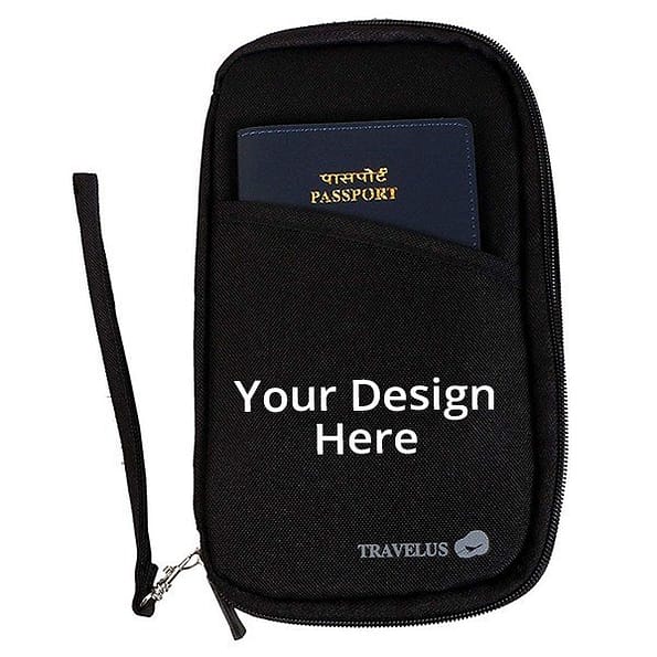 Buy Black Crafted Leather Passport Bag Holder | Own Engraved Design Waterproof | Travel Cover For Gift