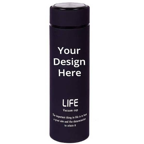 Buy Double Wall Vacuum Black Customized Insulated Stainless Steel Flask, BPA Free (450 ml)