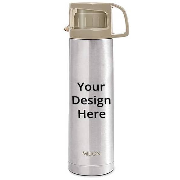 Buy Grey Custom Milton Thermosteel 24 Hours Hot and Cold Water Bottle with Drinking Cup Lid (350 ml)