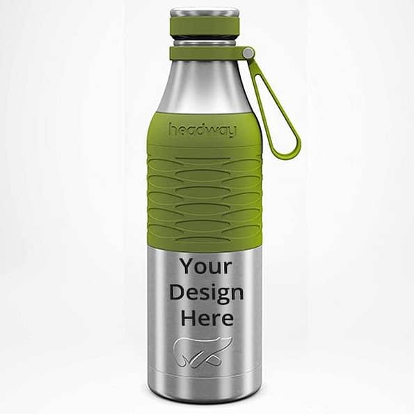 Buy Military Green Customized Stainless Steel Vacuum Insulated Water Bottle, Triple Layered Insulation (600 ml)