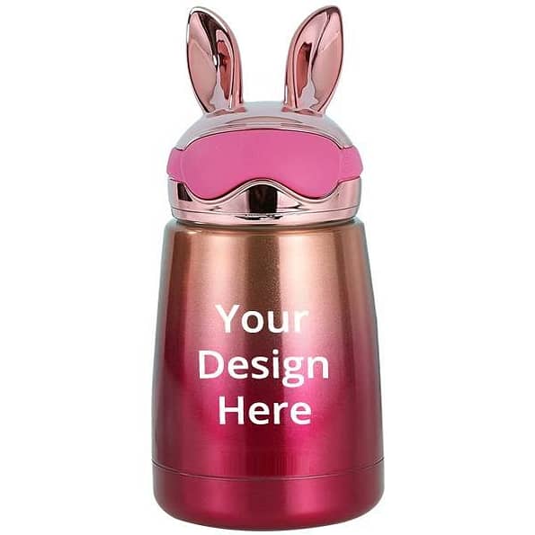 Multicolour Customized Cute Rabbit Design Stainless Steel Vacuum Flasks Thermos Bottle (Size – Medium)