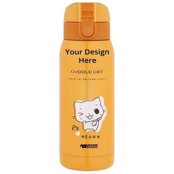 Buy Orange Customized Stainless Steel Double Wall Vacuum Insulated Bottle with Anti Skid Bottom & Leak Proof Lid (375 ml)