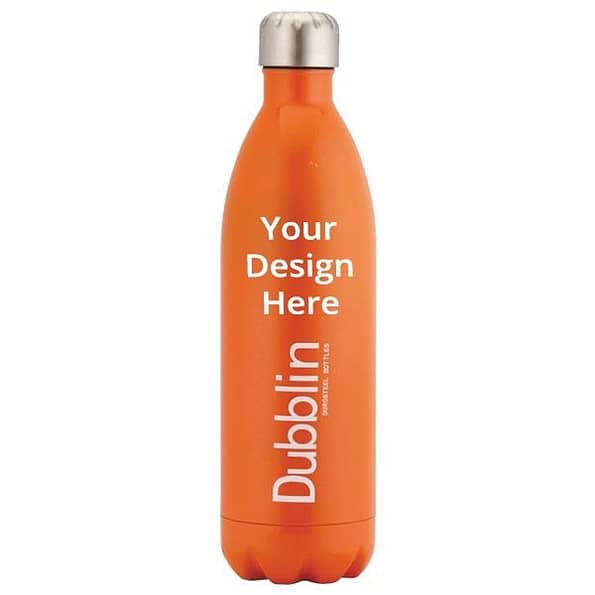 Buy Orange Customized 1 Litres Stainless Steel Double Wall Vacuum Insulated, BPA Free Water Bottle,