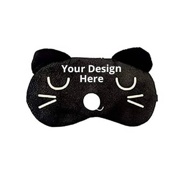 Buy Black Cat Animal Design Silk Strap Eye Mask | Customized Cooling Gel Insert | Luxury Sleeping Shade Cover