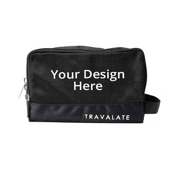 Buy 3 Zipper Black Unisex Travel Side Bag | Custom Trendy Waterproof Leather | Toiletry/ Hanging/ Luggage Tote Bag